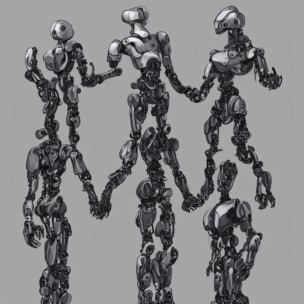 Image similar to a robot and a human holding hands, trending on artstation,