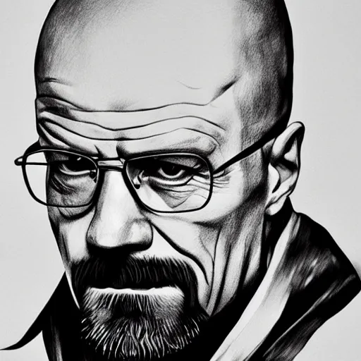 Prompt: a sketch of Walter White from breaking bad