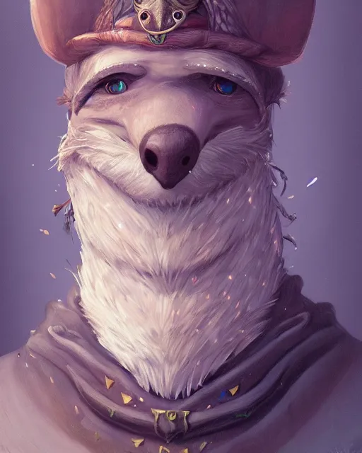 Image similar to High Fantasy whimsical portrait painting of a wise anthropomorphic humanoid mole, upper body, wearing fantasy formal clothing, wearing fantasy clothing, cgsociety, trending on artstation, dnd