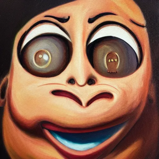 Image similar to an oil painting depicting trollface
