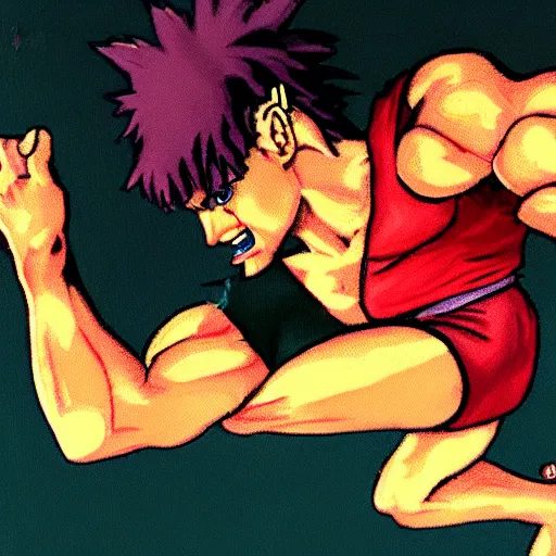 Image similar to ken from street fighter 2 in the style of freud, lucian