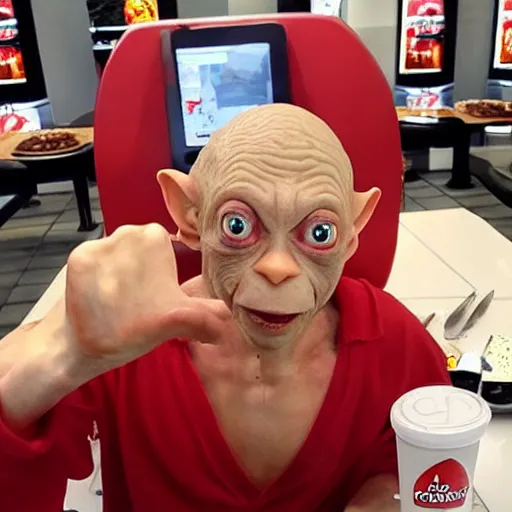 Image similar to gollum at kfc