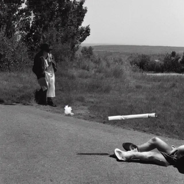 Image similar to resting smoking a joint at the end of the world, photo by william eggelston