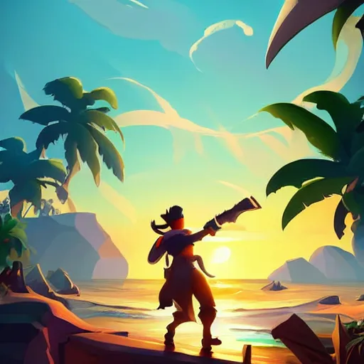 Image similar to painting treasure on sea of thieves game smooth median photoshop filter cutout vector, behance hd by jesper ejsing, by rhads, makoto shinkai and lois van baarle, ilya kuvshinov, rossdraws global illumination