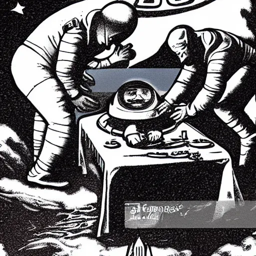 Image similar to astronauts performing a seance on the moon, ultra detailed