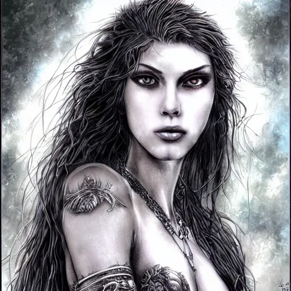 Prompt: a highly detailed portrait of jamie alexander in the style of luis royo.