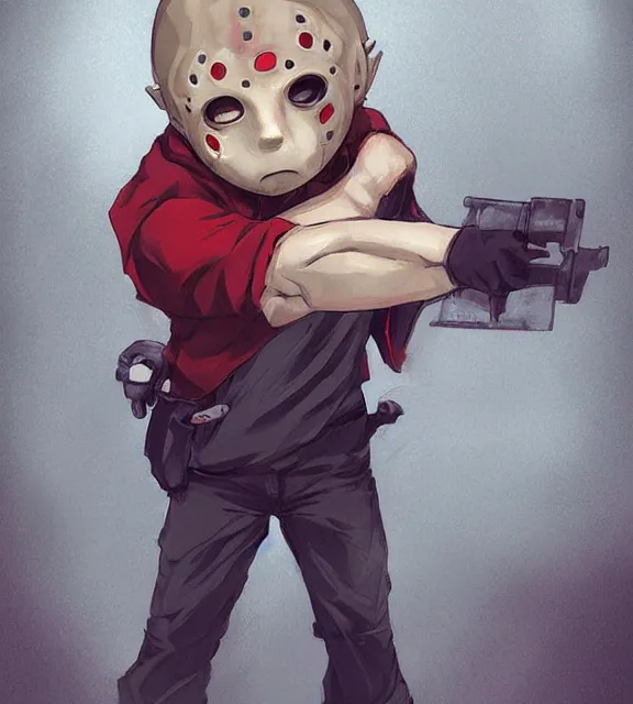 Prompt: cute little boy anime character inspired by jason voorhees art by rossdraws, wlop, ilya kuvshinov, artgem lau, sakimichan and makoto shinkai, anatomically correct, extremely coherent, highly detailed, sharp focus, slasher movies, smooth, red lighting, very realistic, symmetrical, hair