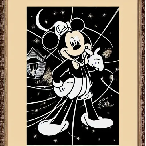 Image similar to the death of mickey mouse, walt disney original art.