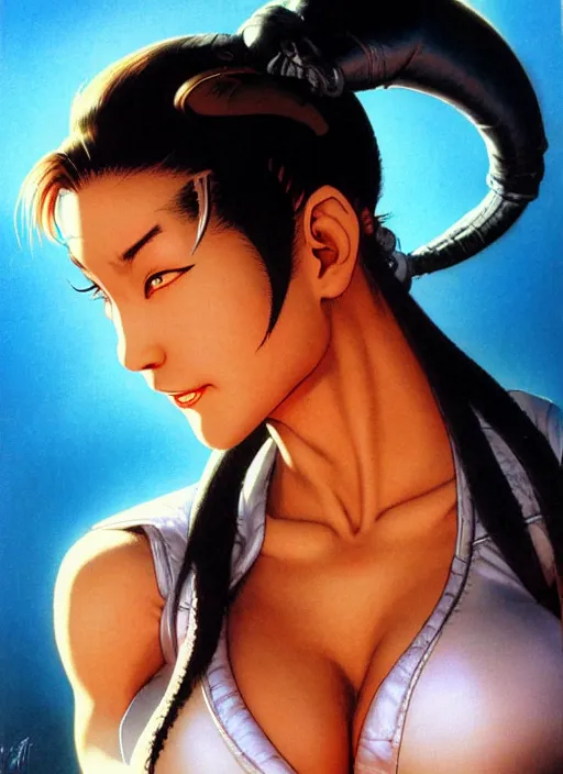 Image similar to portrait, chun - li from street fighter, by greg staples, frank frazetta, dorian cleavenger, sharp focus, intricate, summer day, sunlight, soft lighting, detailed