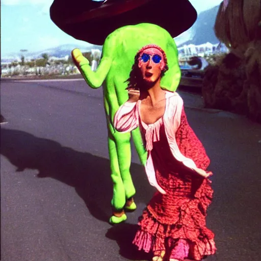 Prompt: et the alien dressed as flamenco gypsy