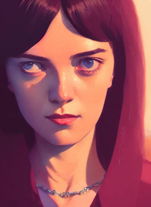 Prompt: a close up portrait film still of a depressed stunning actress from a 1 9 7 0 s italian pulp fiction film looking seriously at the camera lense. by stephen bliss, greg rutkowski, loish, rhads, makoto shinkai and lois van baarle, ilya kuvshinov, rossdraws, global illumination, ultra ornate detail