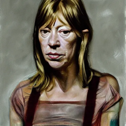 Image similar to high quality high detail painting by lucian freud, hd, portrait of kim gordon, photorealistic lighting