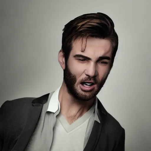 Image similar to handsome, screaming male human