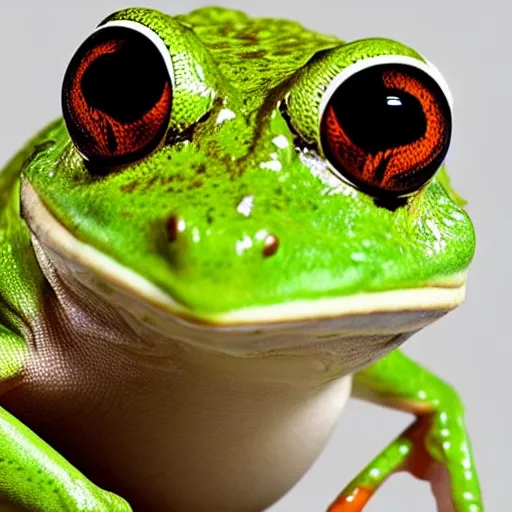 Image similar to photography portrait of a frog with electric skin