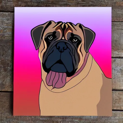 Prompt: sunset colored bullmastiff