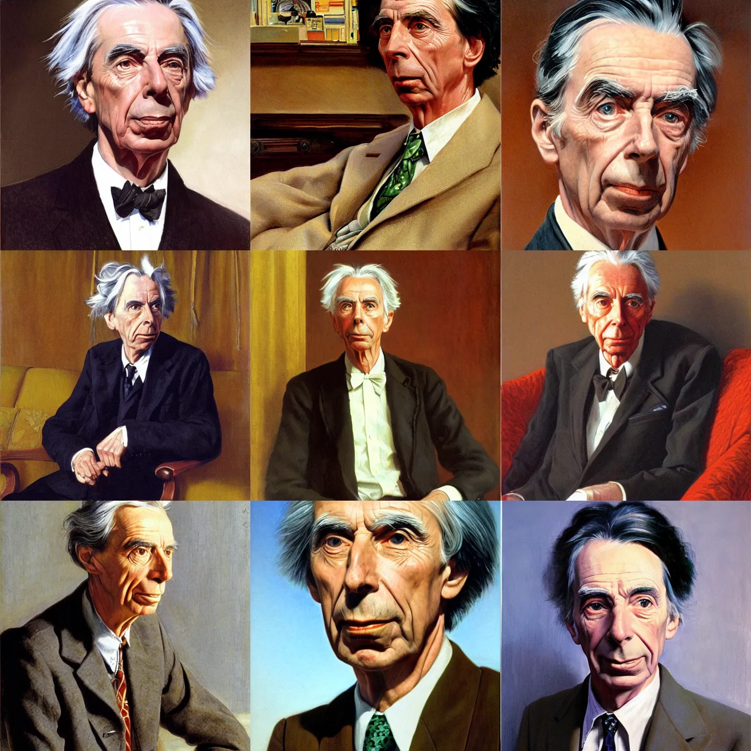 Prompt: portrait of bertrand russell, by Frank McCarthy
