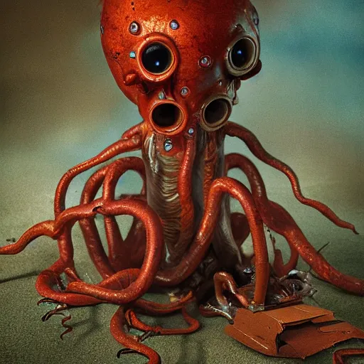 Image similar to autochrome photo of an eldritch horror toy by Mark Ryden, realistic, octane render