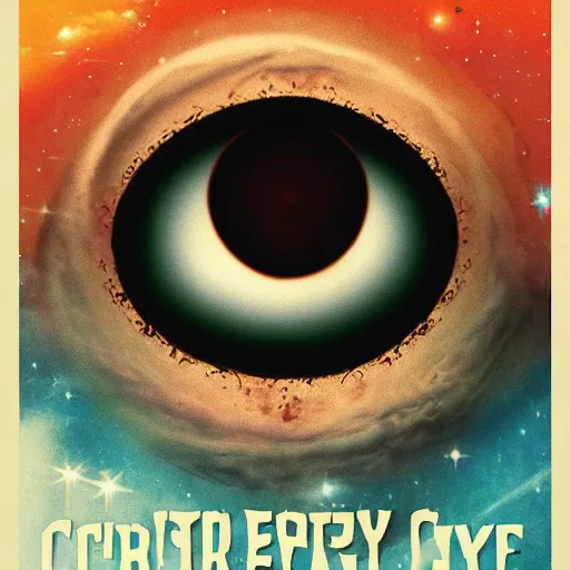 Prompt: creepy eyeball watching over the universe, movie poster,