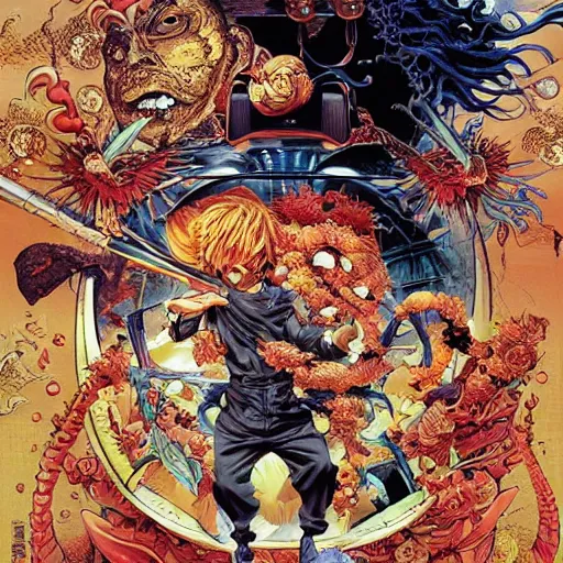 Prompt: crazy chef, by yoichi hatakenaka, masamune shirow, josan gonzales and dan mumford, ayami kojima, takato yamamoto, barclay shaw, karol bak