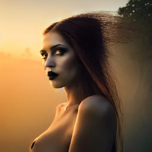 Prompt: photographic portrait of a stunningly beautiful gothic amazonian female in soft dreamy light at sunset, contemporary fashion shoot, by edward robert hughes, annie leibovitz and steve mccurry, david lazar, jimmy nelsson, breathtaking, 8 k resolution, extremely detailed, beautiful, establishing shot, artistic, hyperrealistic, beautiful face, octane render