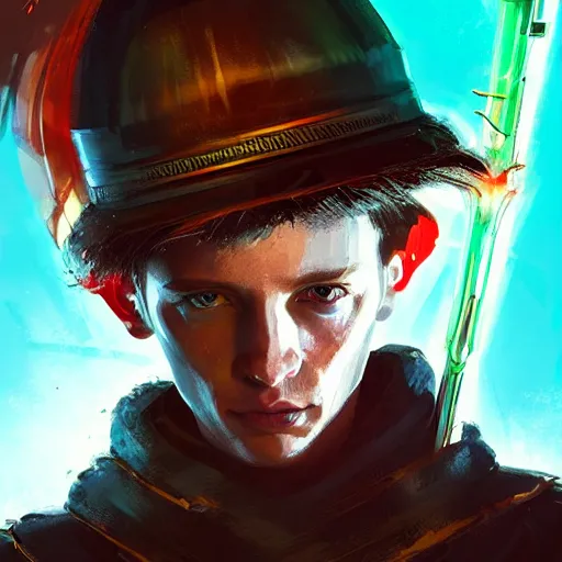 Image similar to A sorcerer wielding a futuristic weapon, digital illustration portrait, gorgeous lighting, wide angle action dynamic portrait, perspective shot, art by Sam Spratt-H 640