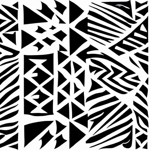 Image similar to a tribal vector of abstract shapes, black and white