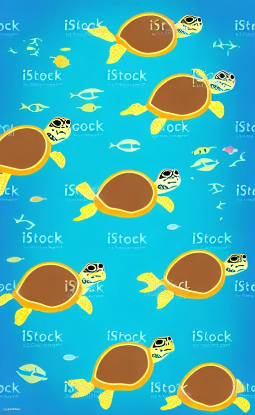 Image similar to sea turtles swimming in the ocean, vector art, illustration