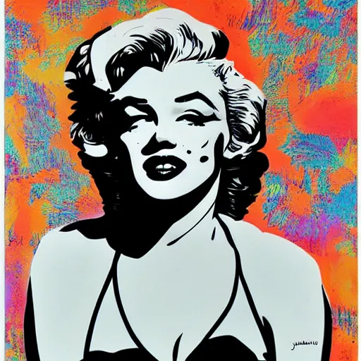 Image similar to marilyn monroe by james jean detailed screen print