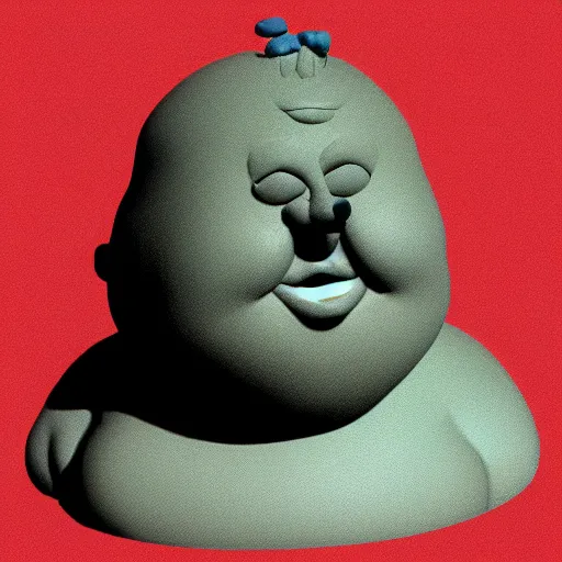 Image similar to claymation distorted fat man