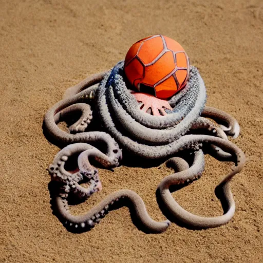 Image similar to octopus wrestling with a sphere, sphere is earth, 5 5 mm