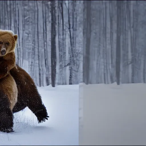 Prompt: photo of Vladimir Putin riding a bear, Cinematic still shot, 800t, 35mm, full-HD