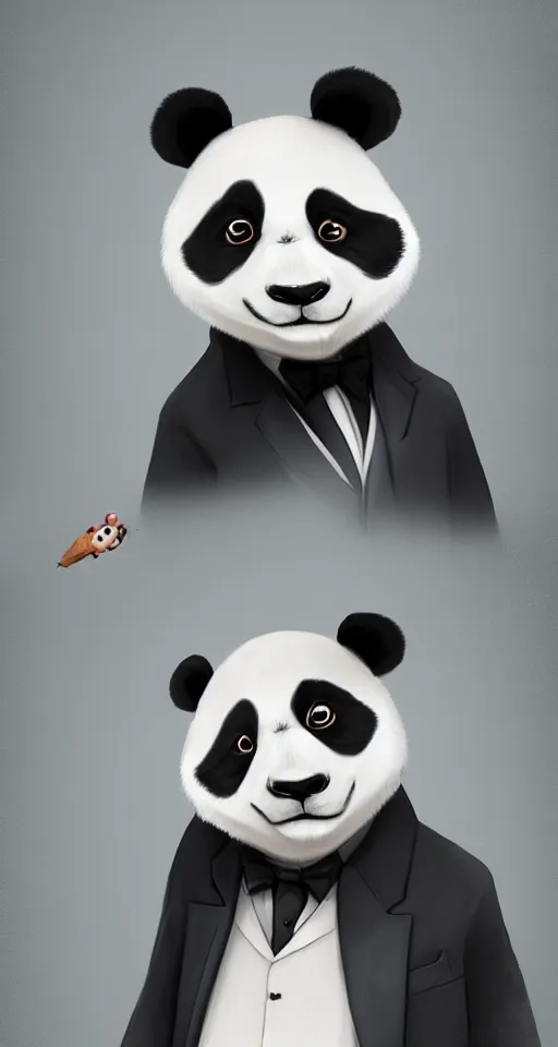 Image similar to a panda, dressed in a suit, elegant, highly detailed, digital painting, artstation, concept art, smooth, sharp focus, illustration, 8 k