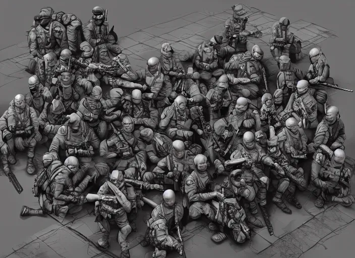 Image similar to intervention from soldiers, military, detailed, intricate, trending on artstation