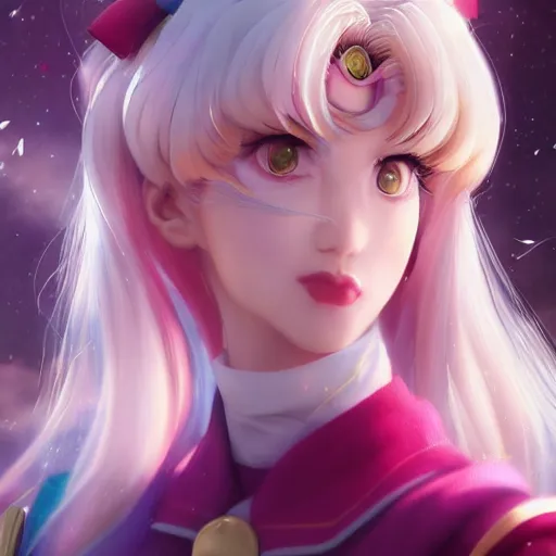 Image similar to a portrait of sailor moon, made by stanley artgerm lau, wlop, rossdraws, artstation, cgsociety, concept art, cgsociety, octane render, trending on artstation, artstationhd, artstationhq, unreal engine, 4 k, 8 k,