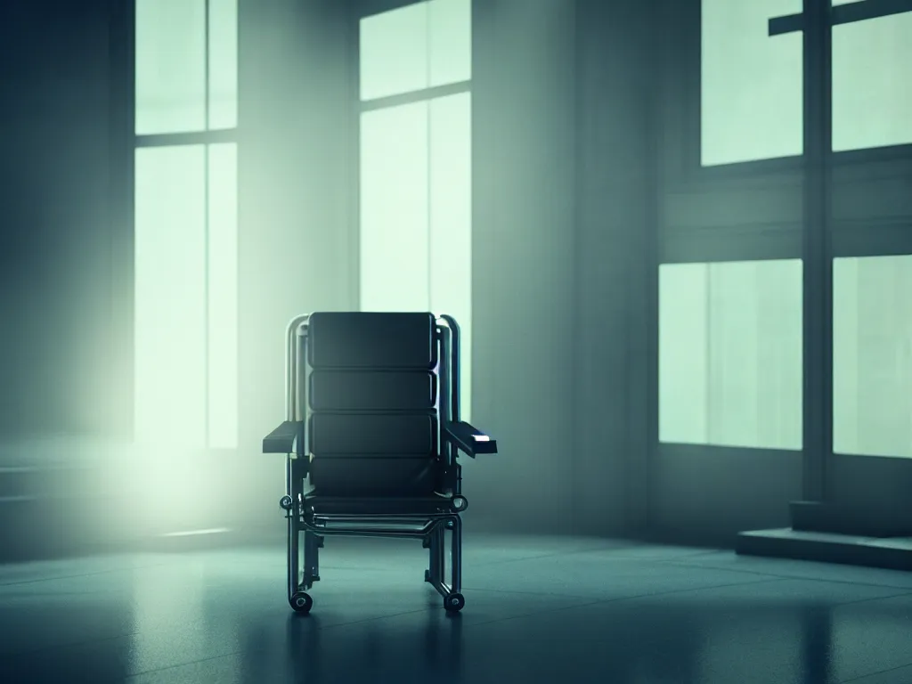 Image similar to film still of a chair in a marvel movie, science fiction industrial hard science concept art, 8K render octane high definition cgsociety, photorealistic, unreal engine 5