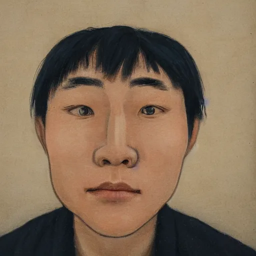 Image similar to front on portrait of a korean man with double eyelid