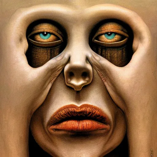 Image similar to her eyes wide by zdzisław beksinski, jeffrey smith and h. r. giger, oil on canvas, xf iq 4, f / 1. 4, iso 2 0 0, 1 / 1 6 0 s, 8 k, raw, unedited, symmetrical balance, in - frame