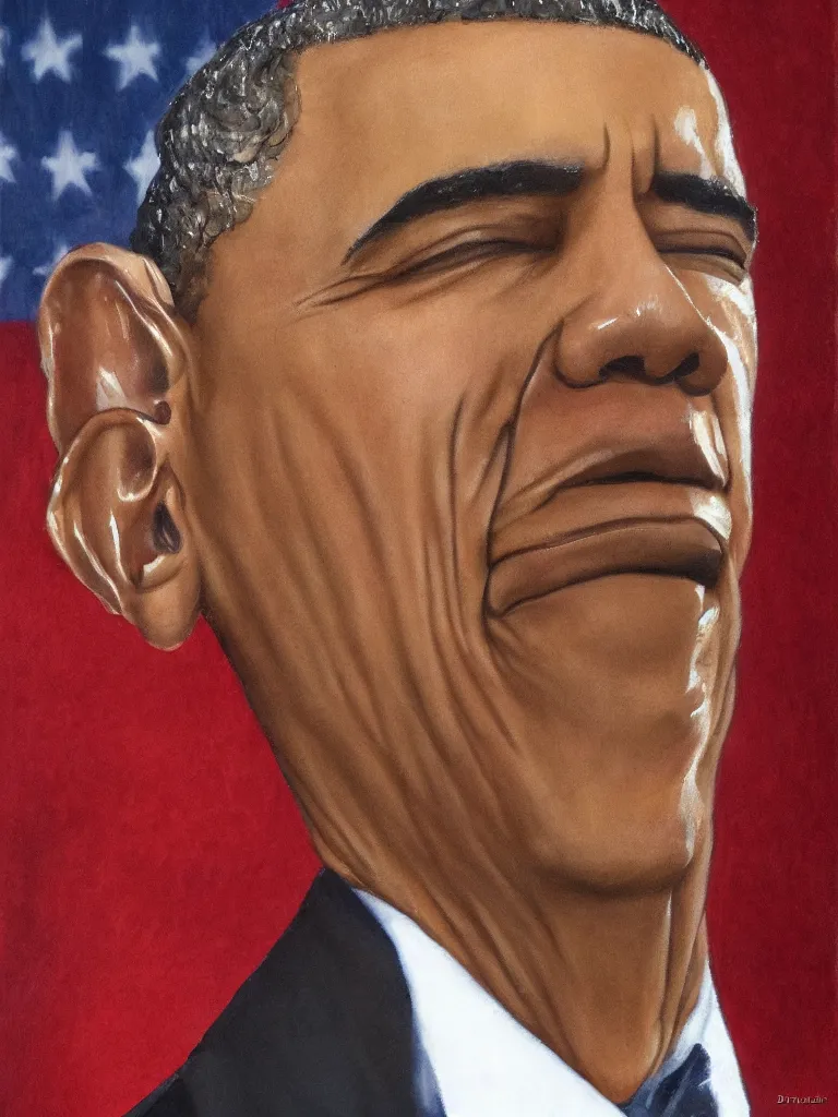 Prompt: Barak Obama portrait by David friedric