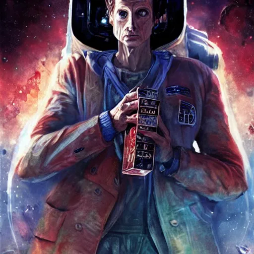 Prompt: a badass photo of doctor who in space adventure movie by nuri iyem, james gurney, james jean, greg rutkowski, anato finnstark. hyper detailed, 5 0 mm, award winning photography, perfect faces