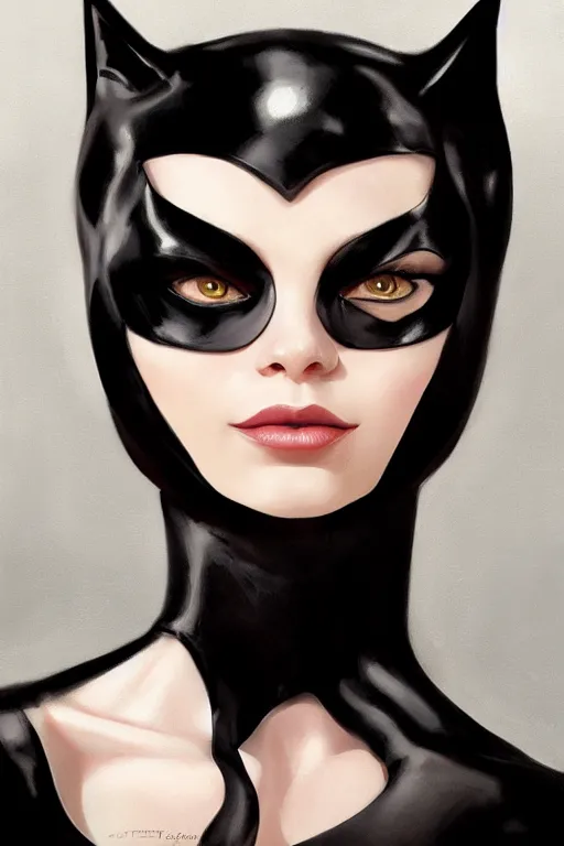 Prompt: beautiful aesthetic three-quarter portrait of Catwoman by wlop and Julia Razumova, headshot, deviantArt, trending on artstation, artstation HQ