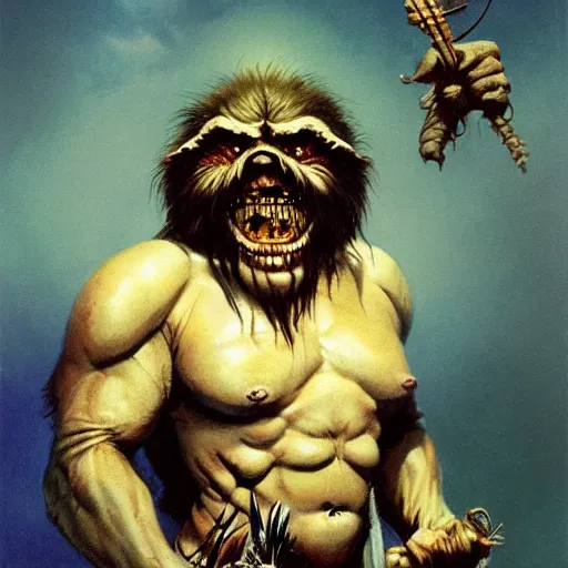 Prompt: quarter length portrait of a bugbear, d & d, fantasy, greg rutkowski, frank frazetta, alexandre chaudret, boris vallejo, michael whelan, miro petrov, hr giger, magali villeneuve, donato giancola