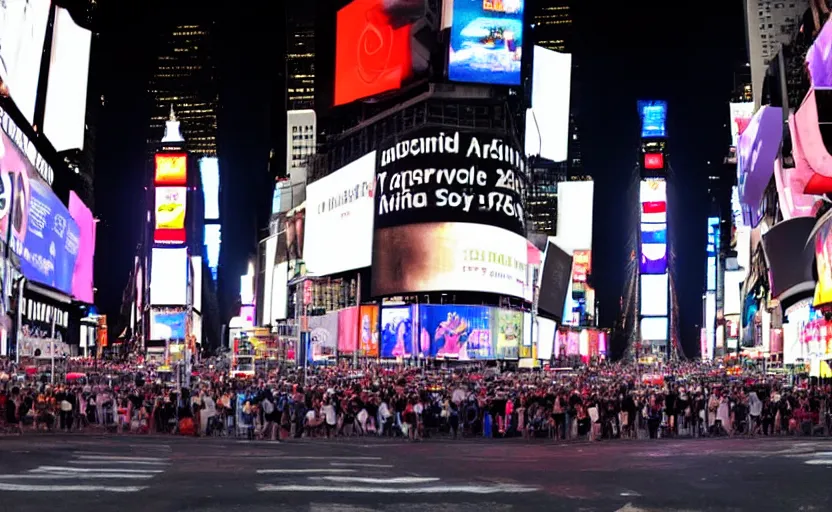 Image similar to power outage in Times Square, ominous