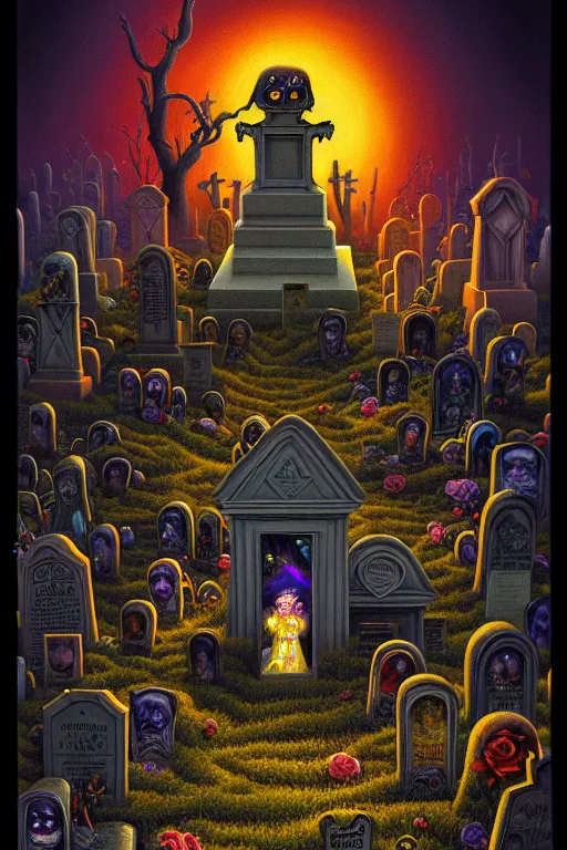 Image similar to a photorealistic painting of an isometric nightmare cemetery horror by johfra bosschart, lisa frank, dark fantasy art, high detail, trending on artstation