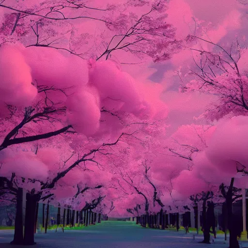 Image similar to cotton candy trees, music album art