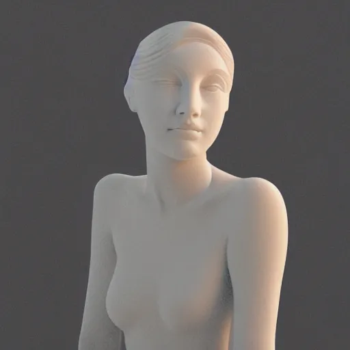 Prompt: a 3 d render of a young beautiful woman made from marble, in the style of constantin brancusi : 9, wes anderson background, casual clothing, modern, artgem, portrait, boris valejo, kawaii hairstyle : 5, pastel colors, colorful, octane render, digital painting, details, unreal engine, museum piece, dynamic light,