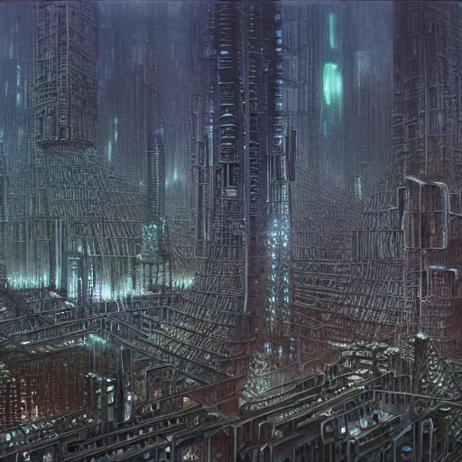 Image similar to photo of a futuristic city made of electronic components by hr giger and zdzislaw beksinski. Very detailed 8k