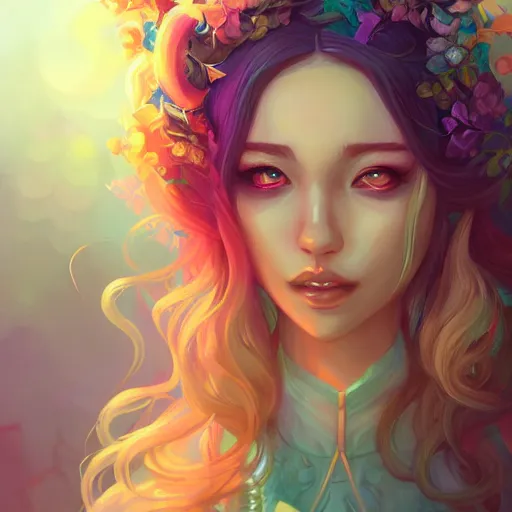 Image similar to a portrait of a beautiful hippie, art by lois van baarle and loish and ross tran and rossdraws and sam yang and samdoesarts, digital art, highly detailed, intricate, sharp focus, Trending on Artstation HQ, deviantart, unreal engine 5, 4K UHD image