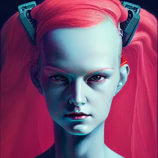 Image similar to portrait of female android by james jean