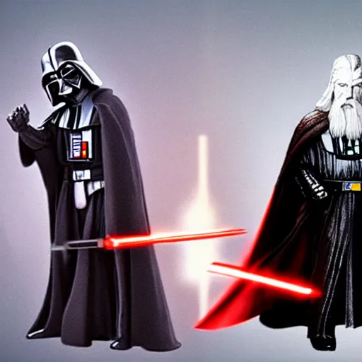 Image similar to gandalf vs darth vader,