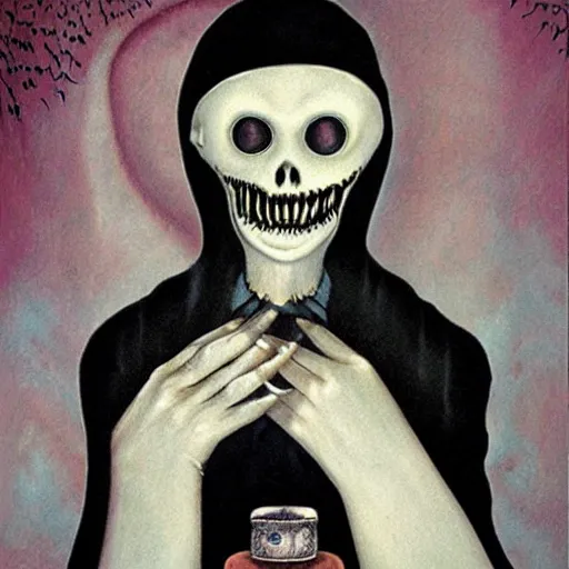 Image similar to Ghost Face from Scream, artwork by Daniel Merriam,